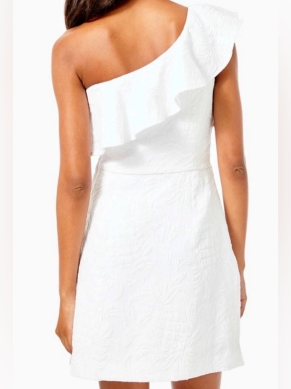 Lilly Pulitzer Kipton One-Shoulder Romper Ruffle Shoulder White 10 - Picture 6 of 15